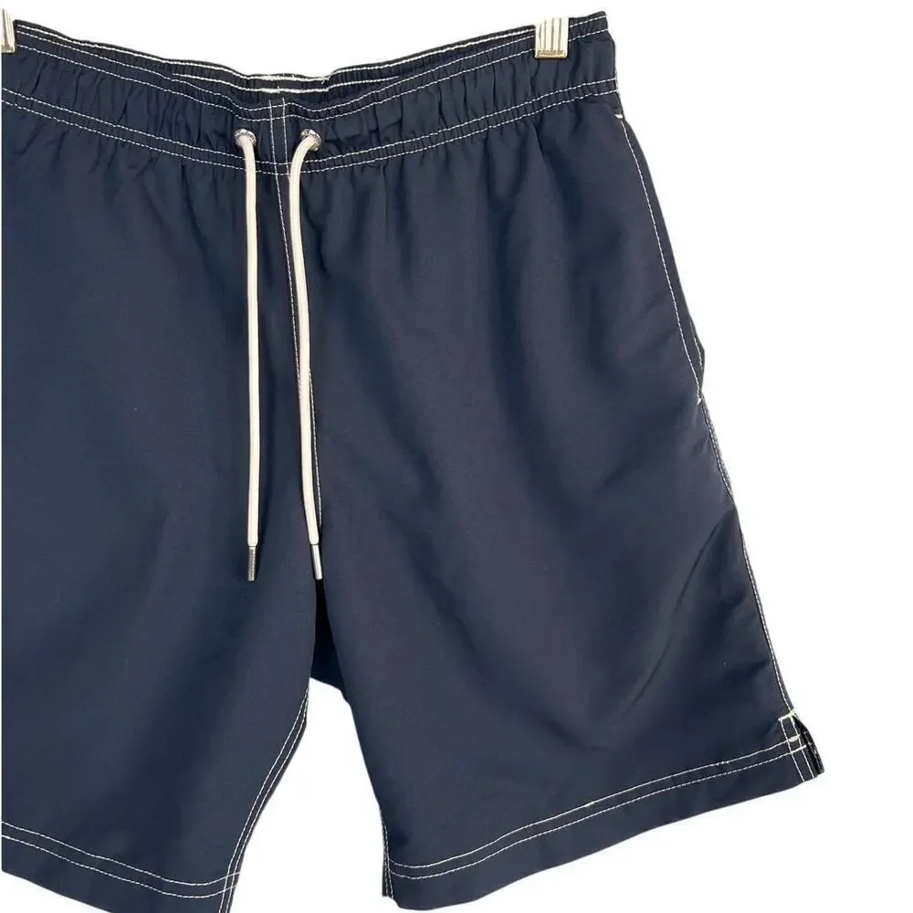 Lands' End Mens Navy Blue Mesh Lined Swim Trunk Size S